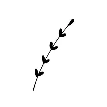 Hand-drawn floral element. Simple floral black outline clip art in doodle s.. Stock Illustration