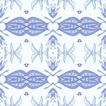 Hand drawn floral ethnic pattern. Seamless abstract batik print. Illustrazione stock