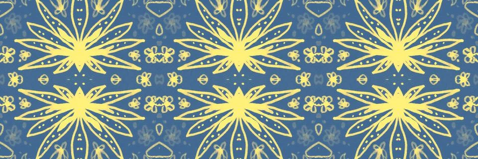 Hand drawn floral ethnic pattern. Seamless abstract batik print. Stock Illustration