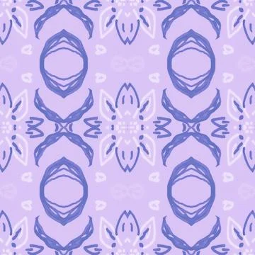 Hand drawn floral ethnic pattern. Seamless abstract batik print. Stock Illustration