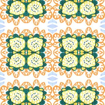 Hand drawn floral ethnic pattern. Seamless abstract batik print. Illustrazione stock