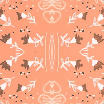 Hand drawn floral ethnic pattern. Seamless abstract batik print. Stock Illustration