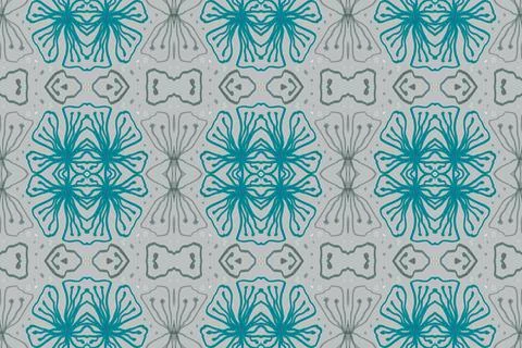 Hand drawn floral ethnic pattern. Seamless abstract batik print. Illustrazione stock