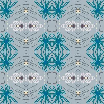 Hand drawn floral ethnic pattern. Seamless abstract batik print. Illustrazione stock