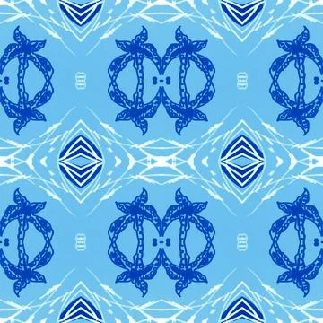 Hand drawn floral ethnic pattern. Seamless abstract batik print. Stock Illustration