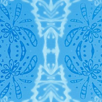 Hand drawn floral ethnic pattern. Seamless abstract batik print. Stock Illustration