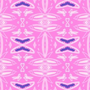 Hand drawn floral ethnic pattern. Seamless abstract batik print. Stock Illustration