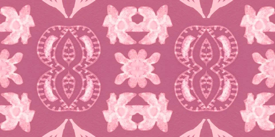 Hand drawn floral ethnic pattern. Seamless abstract batik print. Stock Illustration