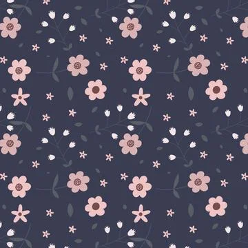 Hand drawn floral flower pattern. Stock Illustration