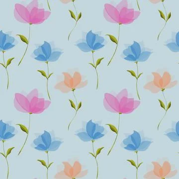 Hand drawn floral flower pattern. Stock Illustration