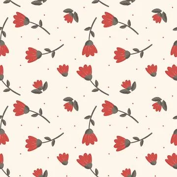 Hand drawn floral flower pattern. 스톡 일러스트