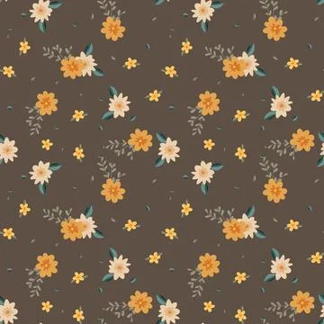 Hand drawn floral flower pattern. 스톡 일러스트