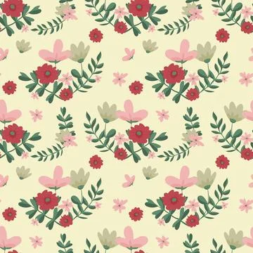 Hand drawn floral flower pattern. Stock Illustration