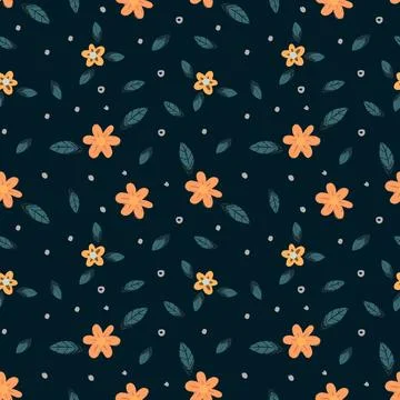 Hand drawn floral flower pattern. 스톡 일러스트