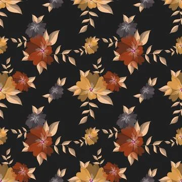 Hand drawn floral flower pattern. 스톡 일러스트