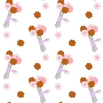 Hand drawn floral flower pattern. 스톡 일러스트