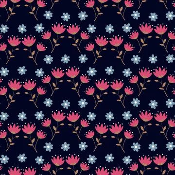 Hand drawn floral flower pattern. 스톡 일러스트