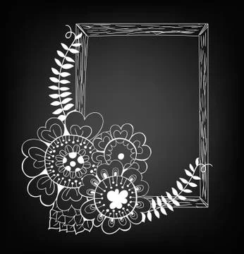 Hand drawn floral frame Stock Illustration