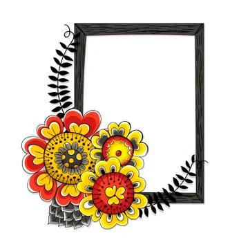 Hand drawn floral frame Stock Illustration