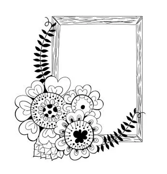 Hand drawn floral frame Stock Illustration