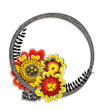 Hand drawn floral frame Illustrazione stock