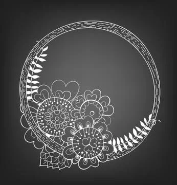 Hand drawn floral frame Stock Illustration