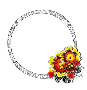 Hand drawn floral frame Stock Illustration