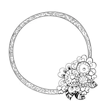 Hand drawn floral frame Stock Illustration