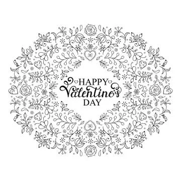Hand drawn floral frame Stock Illustration