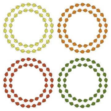 Hand-drawn floral frames with all seasons Stock Illustration