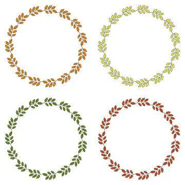 Hand-drawn floral frames with all seasons Stock Illustration