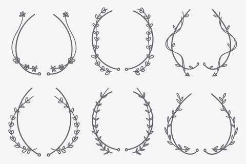 Hand drawn floral frames with flowers branch leaves. Vector illustration. 스톡 일러스트