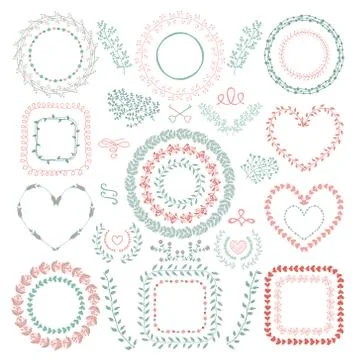 Hand-Drawn Floral Frames Stock Illustration