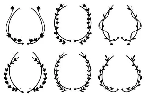 Hand drawn floral frames silhouette.Vector illustration. 스톡 일러스트
