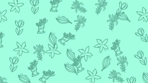 Hand Drawn Floral Illustrations Pattern Background. Stock Illustration