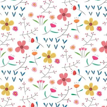 Hand Drawn Floral Pattern Background. Vector Illustration. Stock Illustration