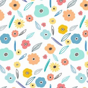 Hand Drawn Floral Pattern Background. Vector Illustration. Stock Illustration