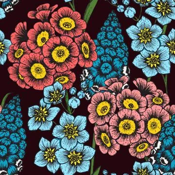 Hand drawn floral pattern Stock Illustration