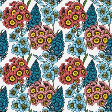 Hand drawn floral pattern Stock Illustration