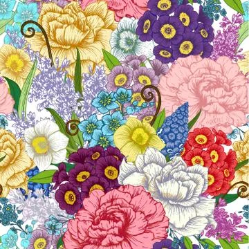 Hand drawn floral pattern Stock Illustration