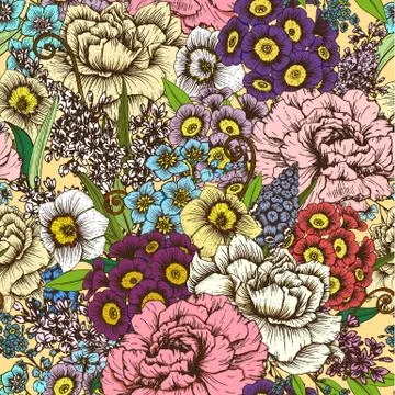 Hand drawn floral pattern Stock Illustration