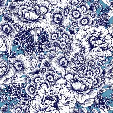 Hand drawn floral pattern Stock Illustration