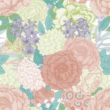 Hand drawn floral pattern Stock Illustration
