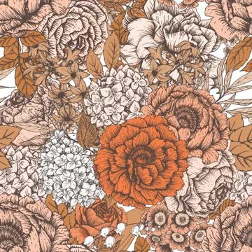 Hand drawn floral pattern Stock Illustration