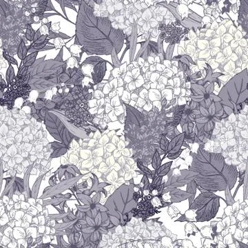 Hand drawn floral pattern Stock Illustration