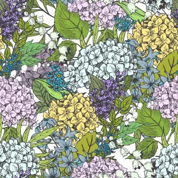 Hand drawn floral pattern Stock Illustration