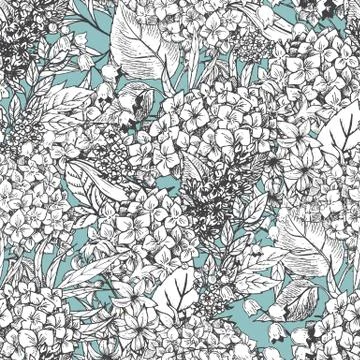 Hand drawn floral pattern Stock Illustration