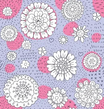 Hand  drawn floral pattern Stock Illustration