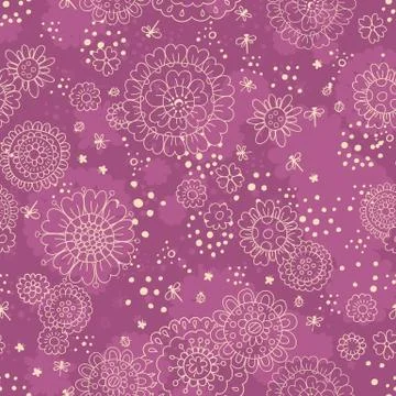 Hand  drawn floral pattern Stock Illustration