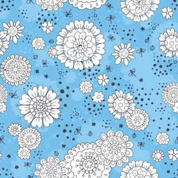 Hand  drawn floral pattern Stock Illustration